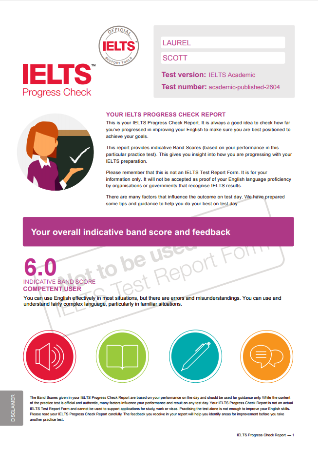 IELTS Progress Check Report